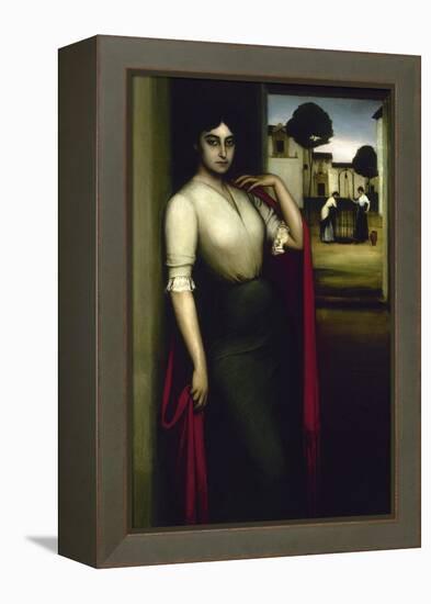 Mujer Frente a Un Pozo Con Dos Mujeres-Julio Romero de Torres-Framed Premier Image Canvas