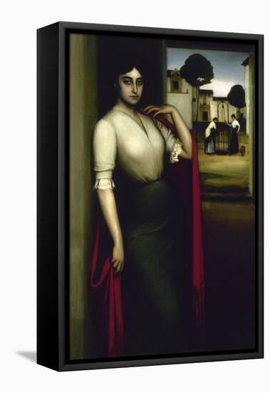 Mujer Frente a Un Pozo Con Dos Mujeres-Julio Romero de Torres-Framed Premier Image Canvas