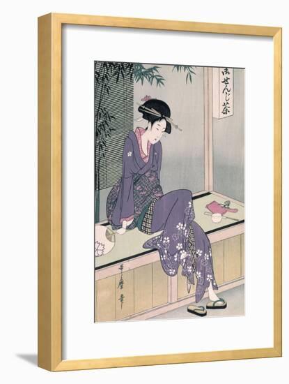 Mujer Sentada En Una Veranda, Ca. 1798-Kitagawa Utamaro-Framed Giclee Print