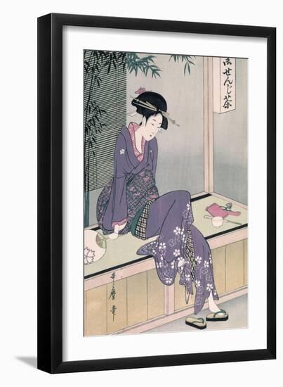 Mujer Sentada En Una Veranda, Ca. 1798-Kitagawa Utamaro-Framed Giclee Print