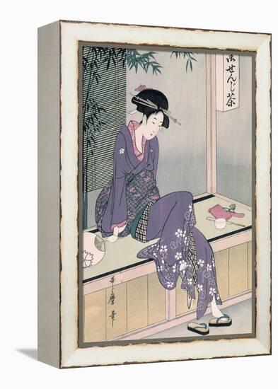 Mujer Sentada En Una Veranda, Ca. 1798-Kitagawa Utamaro-Framed Premier Image Canvas