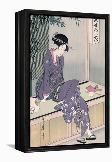 Mujer Sentada En Una Veranda, Ca. 1798-Kitagawa Utamaro-Framed Premier Image Canvas