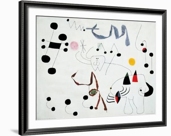 Mujer Sonando en su Evansion, c.1945-Joan Miro-Framed Art Print