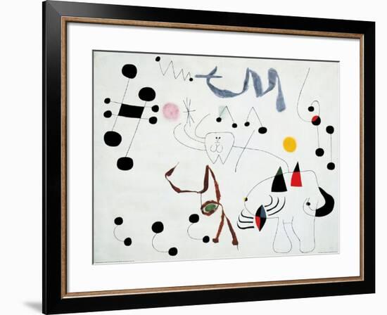 Mujer Sonando en su Evansion, c.1945-Joan Miro-Framed Art Print