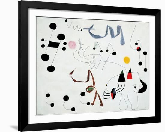 Mujer Sonando en su Evansion, c.1945-Joan Miro-Framed Art Print