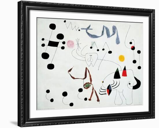 Mujer Sonando en su Evansion, c.1945-Joan Miro-Framed Art Print