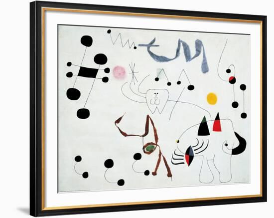 Mujer Sonando en su Evansion, c.1945-Joan Miro-Framed Art Print