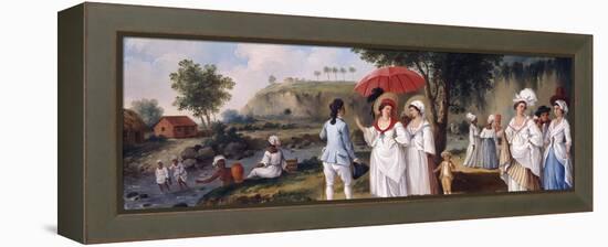 Mulatto Women on the Banks of the River Roseau, Dominica-Agostino Brunias-Framed Premier Image Canvas