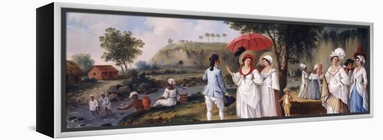 Mulatto Women on the Banks of the River Roseau, Dominica-Agostino Brunias-Framed Premier Image Canvas