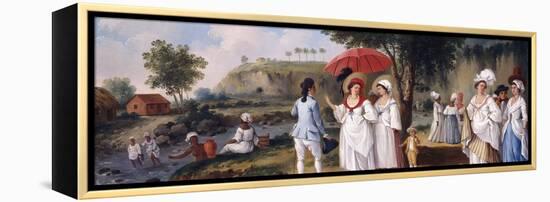 Mulatto Women on the Banks of the River Roseau, Dominica-Agostino Brunias-Framed Premier Image Canvas
