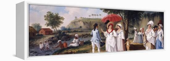 Mulatto Women on the Banks of the River Roseau, Dominica-Agostino Brunias-Framed Premier Image Canvas