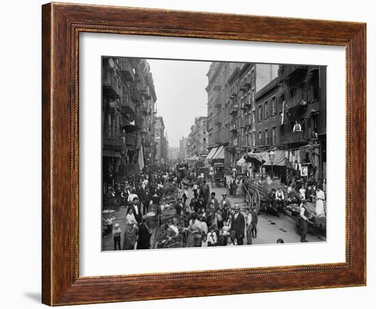 Mulberry Street in New York City's Little Italy Ca, 1900-null-Framed Photo