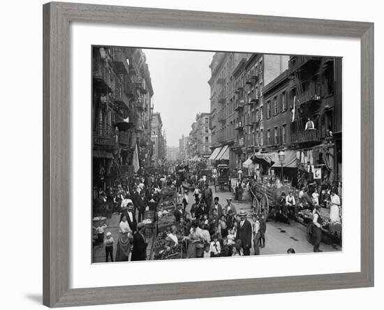 Mulberry Street in New York City's Little Italy Ca, 1900-null-Framed Photo