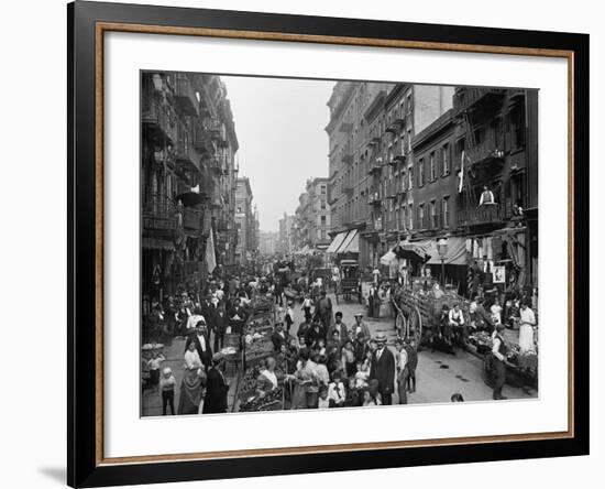 Mulberry Street in New York City's Little Italy Ca, 1900-null-Framed Photo