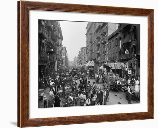 Mulberry Street in New York City's Little Italy Ca, 1900-null-Framed Photo