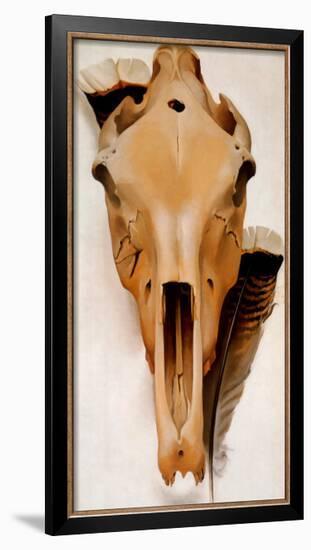 Mule Skull and Feathers-Georgia O'Keeffe-Framed Art Print