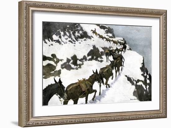 Mule Train Going to the Silver Mines of Colorado-null-Framed Giclee Print