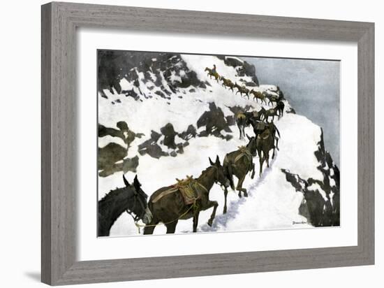 Mule Train Going to the Silver Mines of Colorado-null-Framed Giclee Print