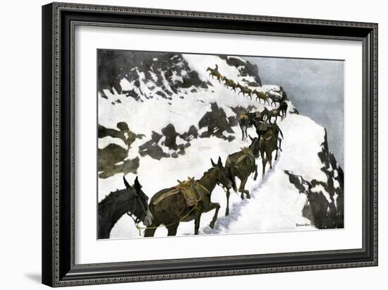 Mule Train Going to the Silver Mines of Colorado-null-Framed Giclee Print