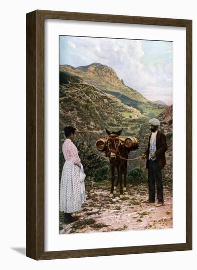 Mule with Water Kegs, Sicily, Italy, C1923-AW Cutler-Framed Giclee Print