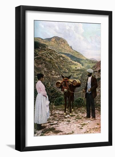 Mule with Water Kegs, Sicily, Italy, C1923-AW Cutler-Framed Giclee Print