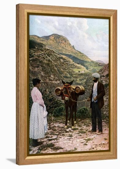 Mule with Water Kegs, Sicily, Italy, C1923-AW Cutler-Framed Premier Image Canvas