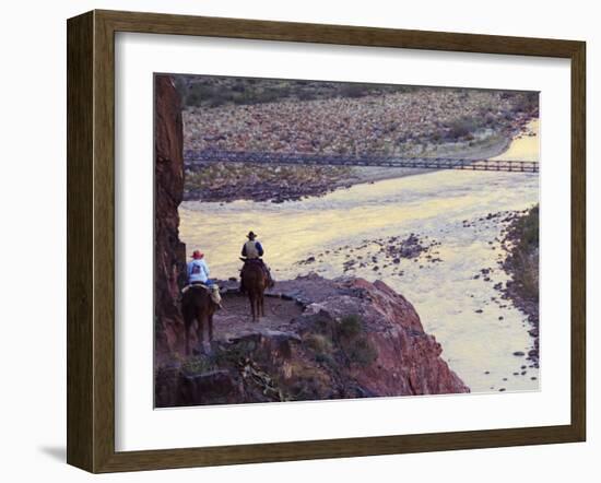 Mules Taking Tourists Along the Colorado River Trail, Grand Canyon, Arizona, USA-Kober Christian-Framed Photographic Print