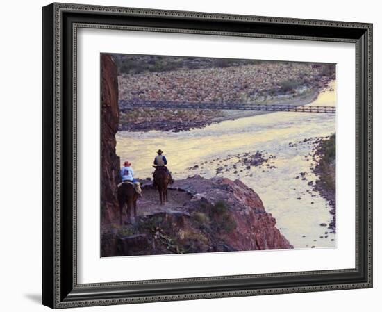Mules Taking Tourists Along the Colorado River Trail, Grand Canyon, Arizona, USA-Kober Christian-Framed Photographic Print