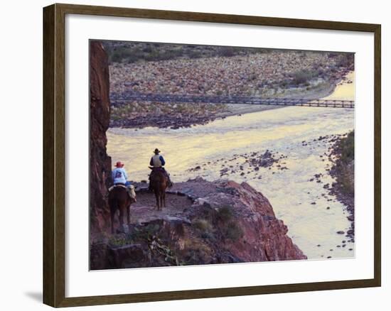 Mules Taking Tourists Along the Colorado River Trail, Grand Canyon, Arizona, USA-Kober Christian-Framed Photographic Print