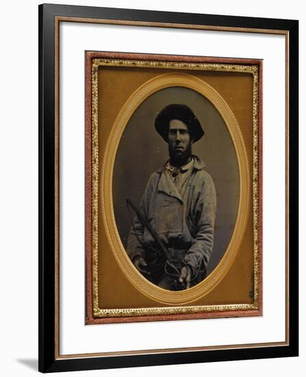 Muleskinner Holding A Whip-null-Framed Art Print