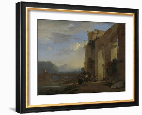 Muleteers Beside an Italian Ruin-Jan Asselijn-Framed Art Print