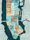 Manhattan Map Blue Brown-Mullan Michael-Art Print