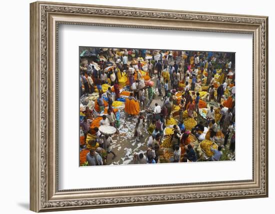 Mullik Ghat Flower Market, Kolkata (Calcutta), West Bengal, India, Asia-Bruno Morandi-Framed Photographic Print