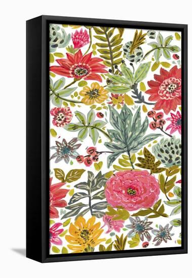 Multi Bloom Floral I-Karen Fields-Framed Stretched Canvas