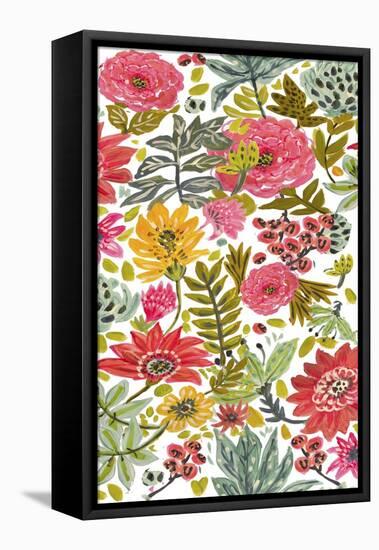 Multi Bloom Floral II-Karen Fields-Framed Stretched Canvas