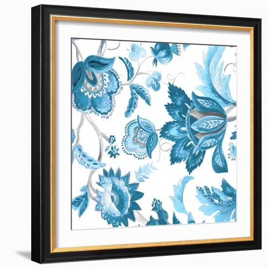 Multi Blue Capri Floral-Lanie Loreth-Framed Art Print