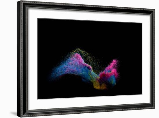 Multi-Colored Sand Against Black Background-Antonioiacobelli-Framed Photographic Print