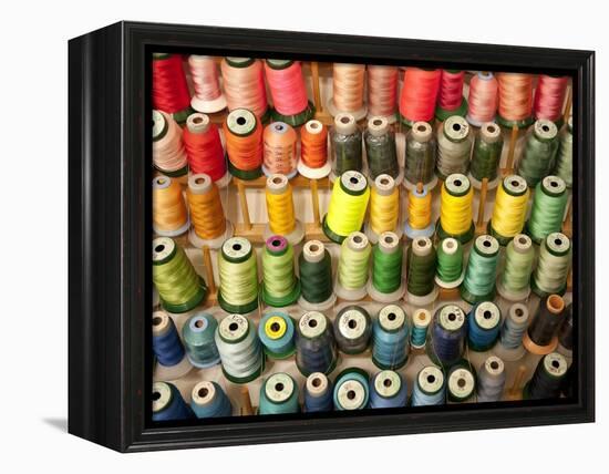 Multi-colored thread in high school sewing class-null-Framed Premier Image Canvas