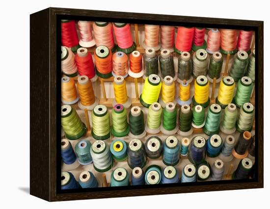 Multi-colored thread in high school sewing class-null-Framed Premier Image Canvas