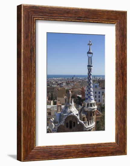 Multi Coloured and Patterned Glazed Ceramic Work Decorates a Roof in Parc Guell-James Emmerson-Framed Photographic Print