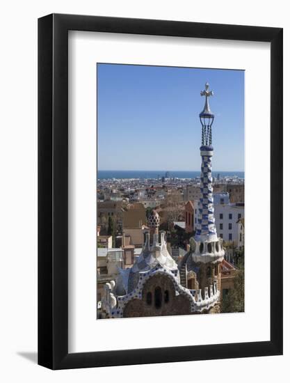 Multi Coloured and Patterned Glazed Ceramic Work Decorates a Roof in Parc Guell-James Emmerson-Framed Photographic Print