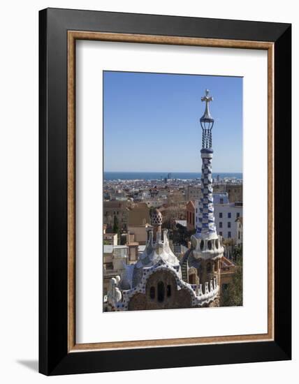 Multi Coloured and Patterned Glazed Ceramic Work Decorates a Roof in Parc Guell-James Emmerson-Framed Photographic Print