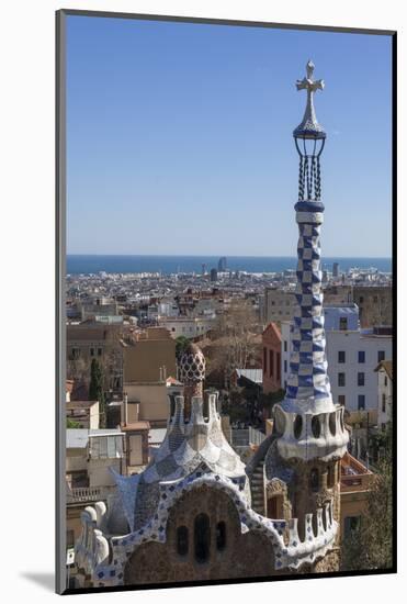 Multi Coloured and Patterned Glazed Ceramic Work Decorates a Roof in Parc Guell-James Emmerson-Mounted Photographic Print