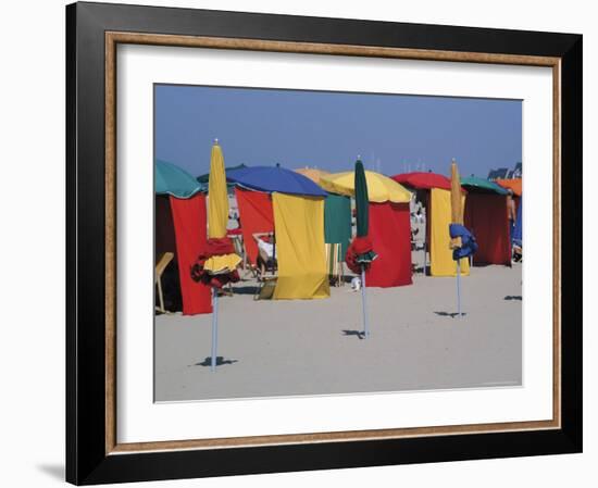 Multi-Coloured Beach Tents and Umbrellas, Deauville, Calvados, Normandy, France-David Hughes-Framed Photographic Print