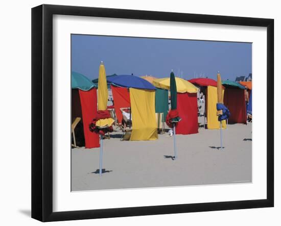 Multi-Coloured Beach Tents and Umbrellas, Deauville, Calvados, Normandy, France-David Hughes-Framed Photographic Print