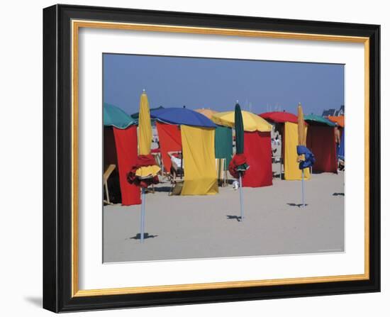 Multi-Coloured Beach Tents and Umbrellas, Deauville, Calvados, Normandy, France-David Hughes-Framed Photographic Print