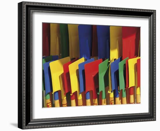 Multi Coloured Spades on Sale at a Beach Shop on the Planche, Deauville, Calvados, Normandy, France-David Hughes-Framed Photographic Print