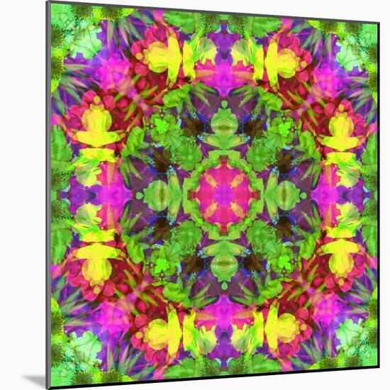 Multicolor Blossom Design from Zinnia, Gerber Daisy and Texture, Symmetric Photographic Layer Work-Alaya Gadeh-Mounted Photographic Print