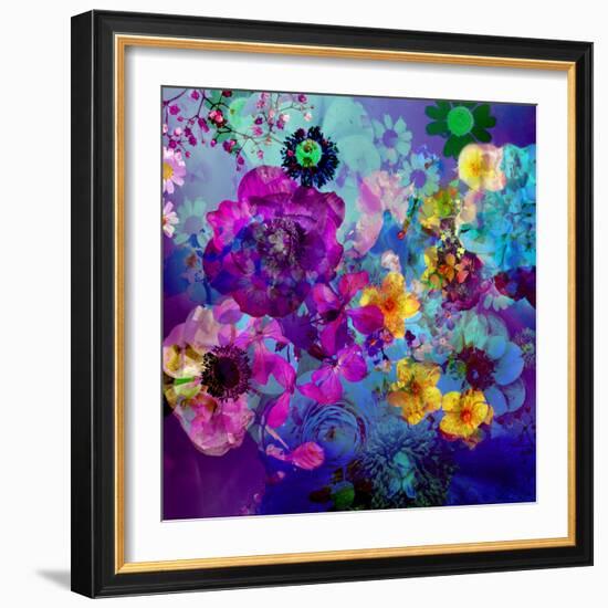 Multicolor Blossoms in Deep Blue Water-Alaya Gadeh-Framed Photographic Print