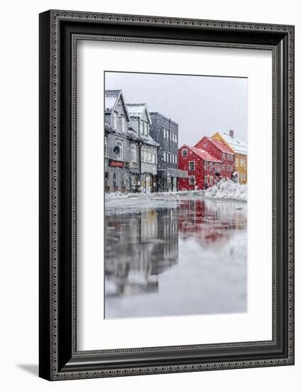 Multicolored houses in the frozen city centre of Tromso, Norway, Scandinavia, Europe-Roberto Moiola-Framed Photographic Print